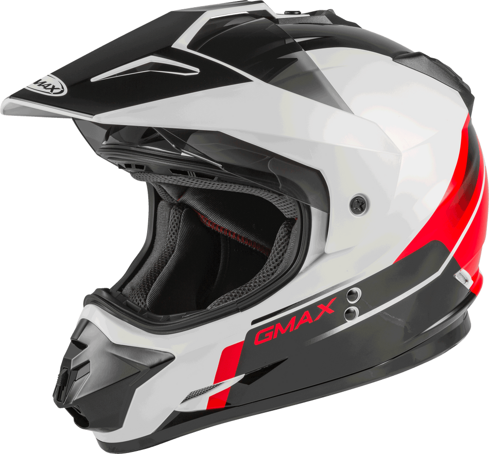 GMAX Gm-11 Dual-Sport Scud Helmet Helmet Black/White/Red Lg G1113356