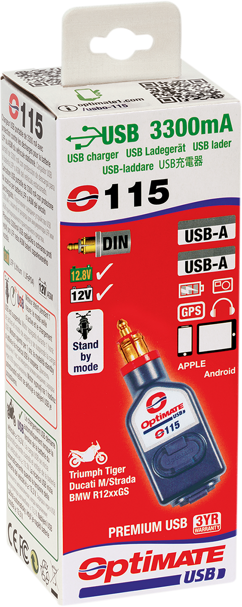 TECMATE Charger USB 3.3 Amp - Triumph-Ducati O-115V2