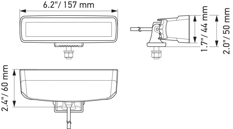 Hella Universal Black Magic 6 L.E.D. Mini Light Bar - Flood Beam LA358176201