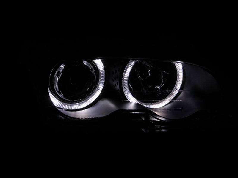 ANZO 1999-2001 BMW 3 Series E46 Projector Headlights w/ Halo Black 121015