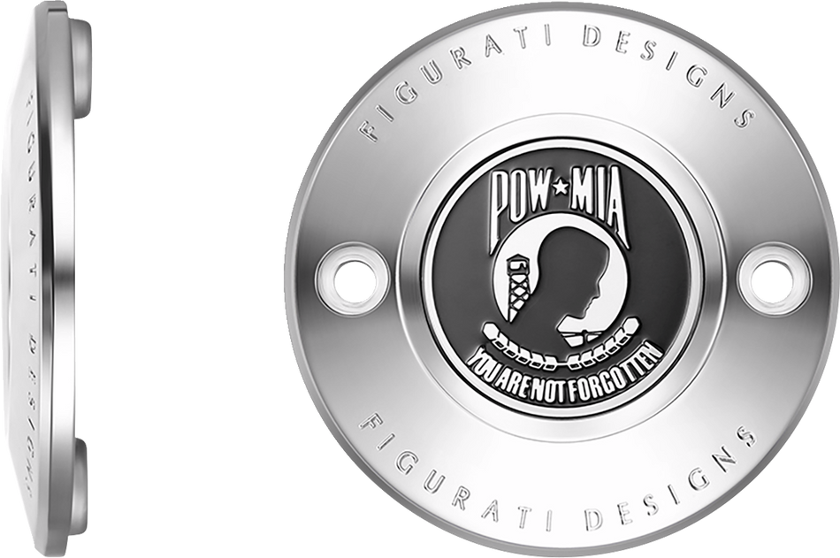 FIGURATI DESIGNS Timing Cover - 2 Hole - POW MIA - Stainless Steel FD50-TC-2H-SS