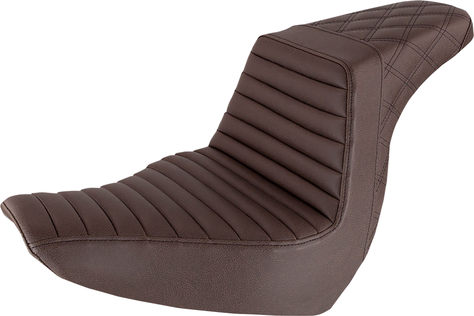 SADDLEMEN Step-Up Seat - Front Tuck-n-Roll/Rear Lattice Stitch - Brown 818-29-176BR