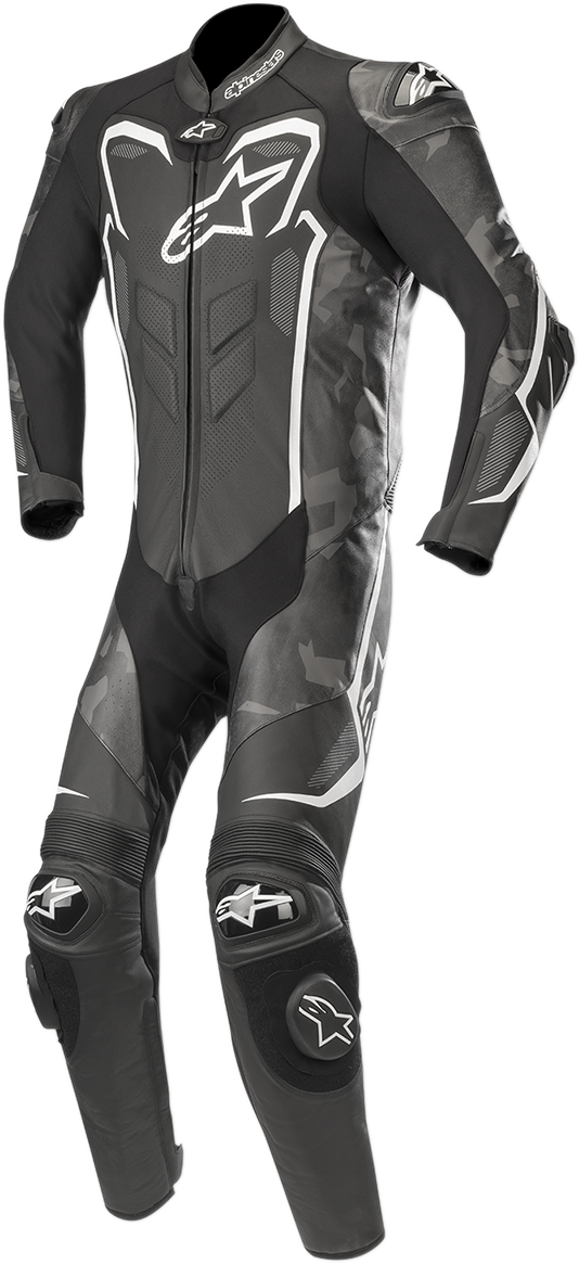 ALPINESTARS GP Plus v2 Camo 1-teiliger Lederanzug - Schwarz/Anthrazit/Weiß - US44 / EU 54 3150718-997-54