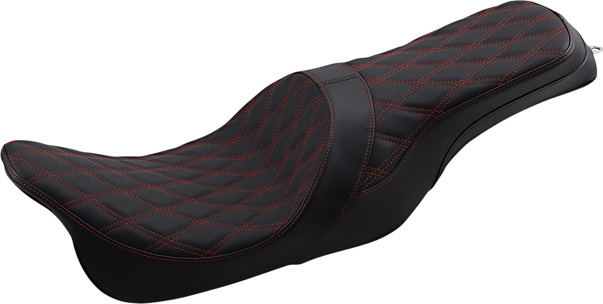 DRAG SPECIALTIES Forward Positioned Predator 2-Up Seat - Double Diamond - Red Stitched - FL '08-'22 0801-1267