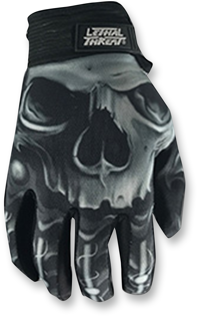 LETHAL THREAT Skull Gloves - Black - Large GL15004L