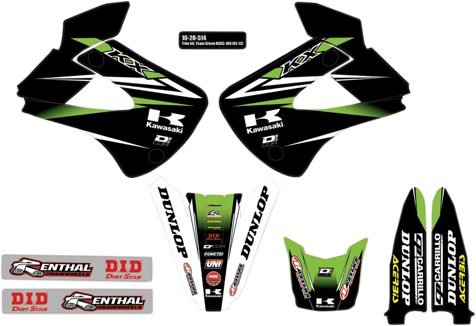 D'COR VISUALS Graphics and Trim Kit - Team Green - Kawasaki 10-20-0514