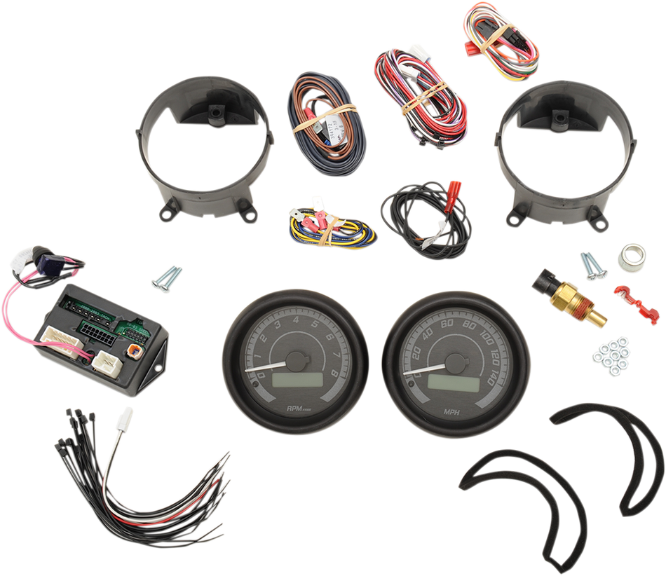 DAKOTA DIGITAL MVX-8K Series Analog/Digital 2-Gauge Kit - Black Bezel - Black Face with Gray Background MVX-8204-KG-K