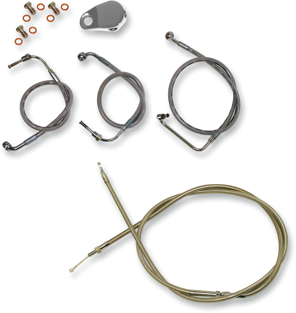 LA CHOPPERS Handlebar Cable/Brake Line Kit - Mini Ape Hanger Handlebars - Stainless Steel LA-8010KT-08