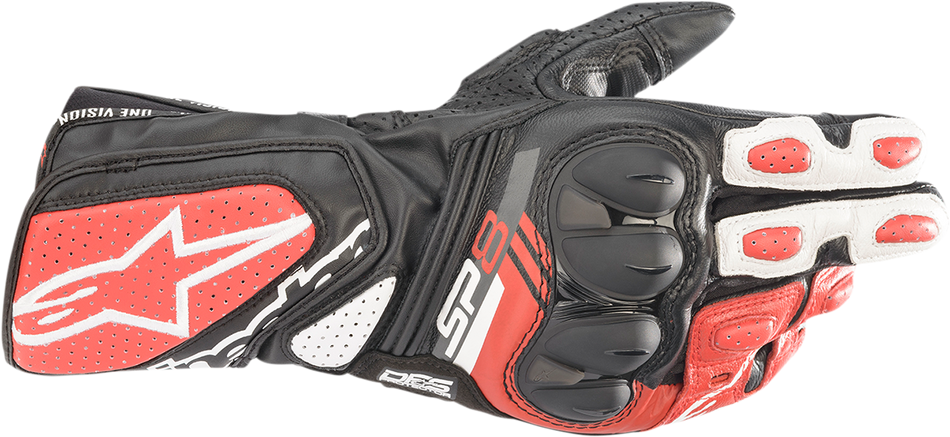 ALPINESTARS SP-8 V3 Gloves - Black/White/Bright Red - XL 3558321-1304-XL