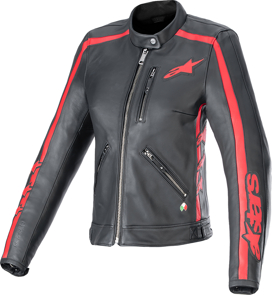 ALPINESTARS Stella Dyno Leather Jacket - Black/Haute Red - 2XL 3113924-1346-2X