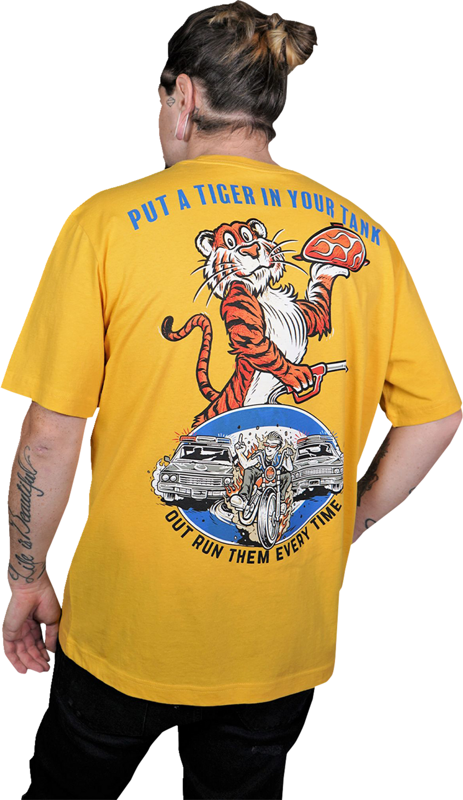 LETHAL THREAT Down-N-Out Tiger in Your Tank - Yellow - Large DT10051L