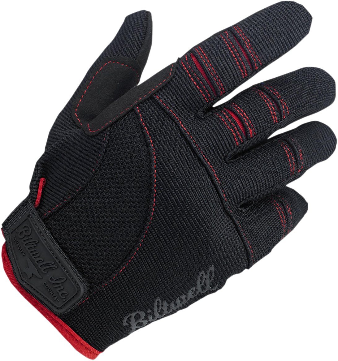 BILTWELL Motorradhandschuhe, Schwarz/Rot, Größe S, 1501-0108-002 