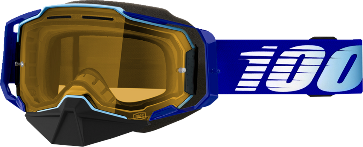 100% Armega Snow Goggles - Royal - Yellow 50007-00004