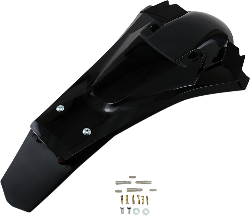 UFO Enduro Rear Fender - with Light - Black HU03388001