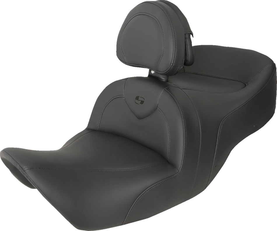 SADDLEMEN RoadSofa Seat - with Backrest - Black w/ Black Stitching - GL1800 '01-'10 H01-07-187BR