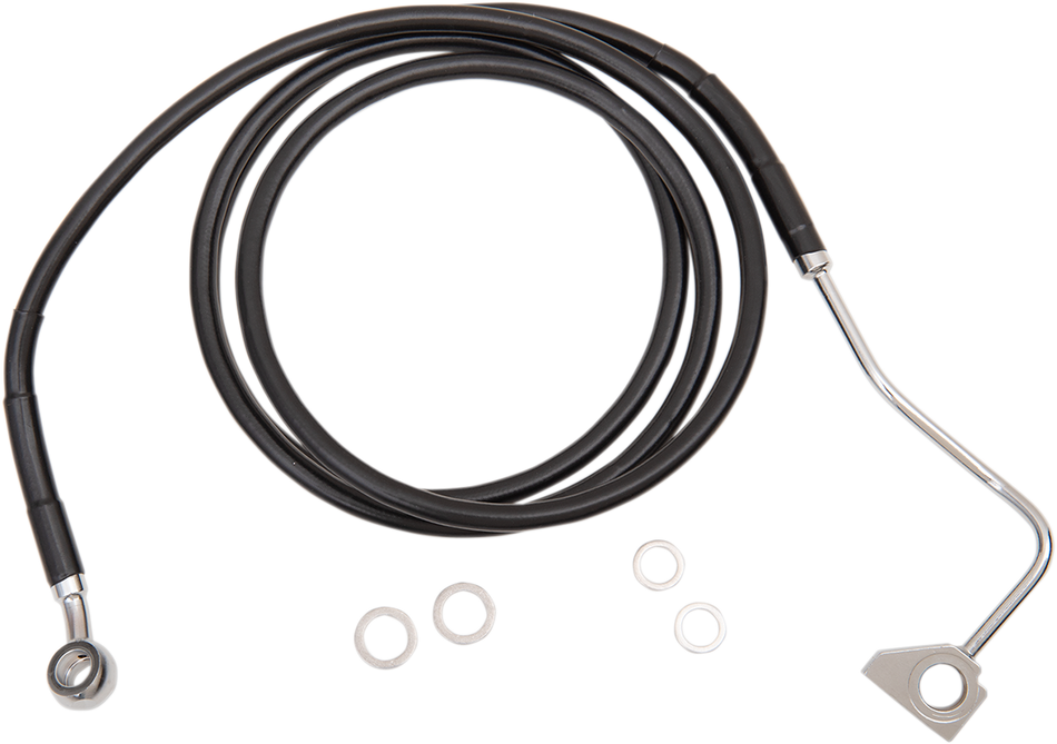 DRAG SPECIALTIES Brake Line - Front - Black - +6" with ABS 614220-6BLK