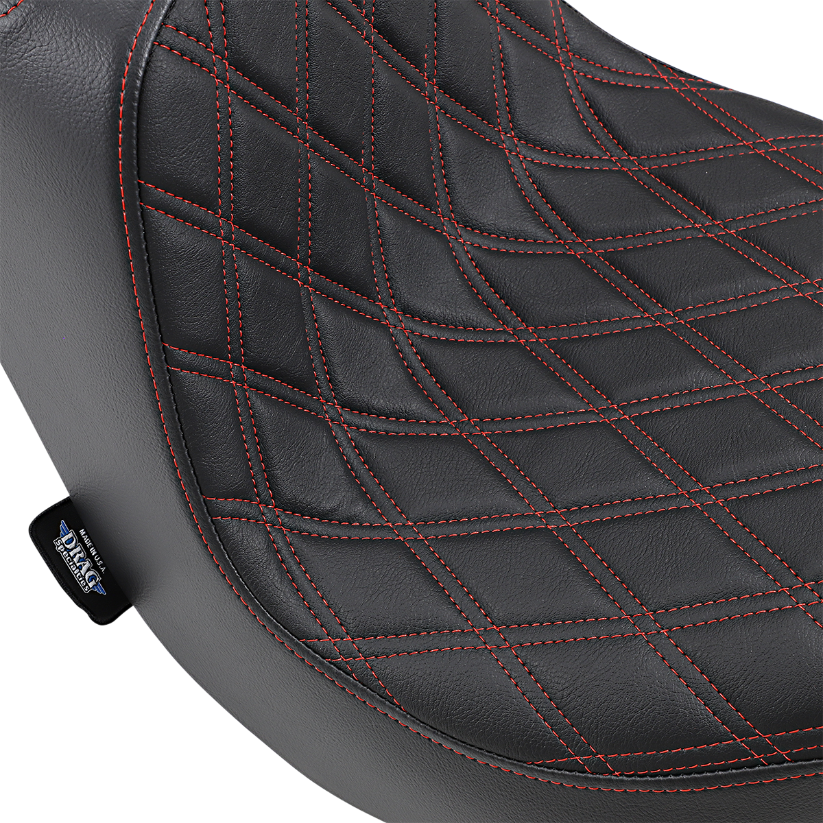 DRAG SPECIALTIES Predator III Seat - Double Diamond - Red Stitching - FLFB/S '18-'22 0802-1190