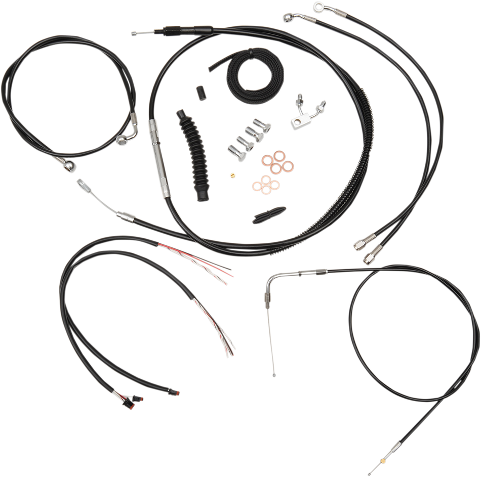 LA CHOPPERS Kit de cable de manillar/línea de freno - Completo - Manillar Ape Hanger de 12" - 14" - Vinilo negro LA-8123KT2-13B 