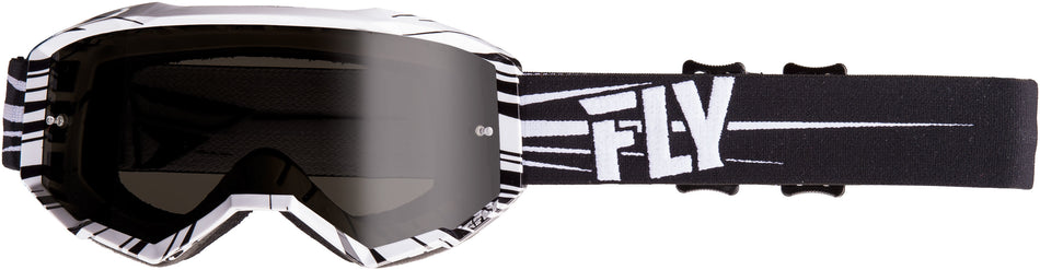 FLY RACING Zone Goggle Black/White W/Dark Smoke Lens W/Post FLA-017