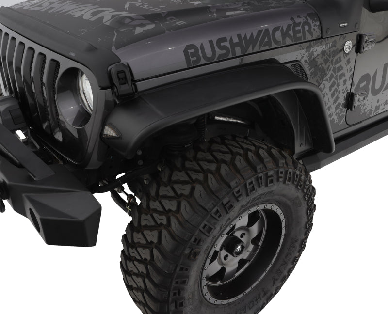 Bushwacker18-22 Jeep Wrangler JL 2/4 Door Front Flat Style Flares 2pc - Black 10101-07