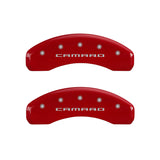 MGP 4 Caliper Covers Engraved Front & Rear Gen 5/Camaro Red finish silver ch 14240SCA5RD