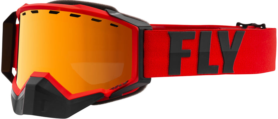 FLY RACING Zone Pro Snow Goggle Red/Grey W/ Orange/Polarized Smoke Lens FLB-061