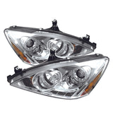 Spyder Honda Accord 03-07 Projector Headlights LED Halo Amber Reflctr LED Chrm PRO-YD-HA03-AM-C 5010643