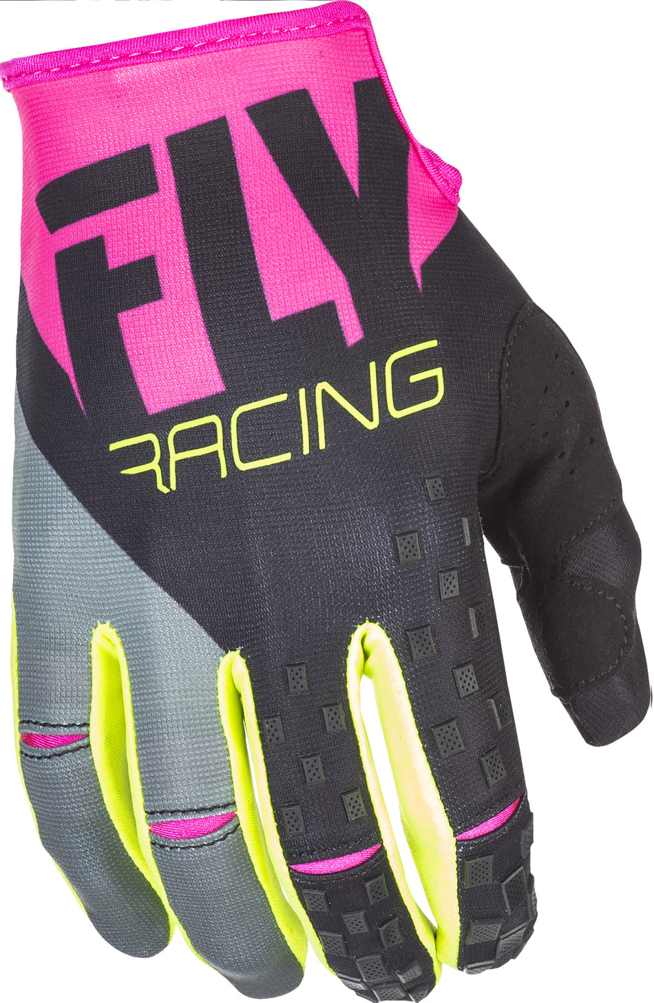 FLY RACING Kinetic Gloves Neon Pink/Black/Hi-Vis Sz 4 371-41904