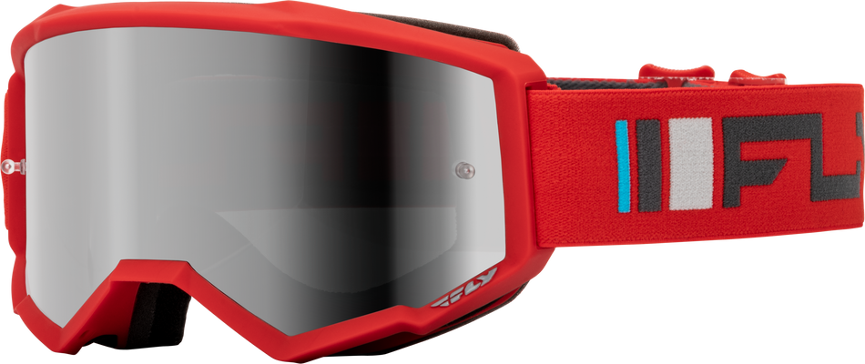 FLY RACING Youth Zone Goggle Red/Charcoal W/ Silver Mirror/Smoke Lens 37-51522Y