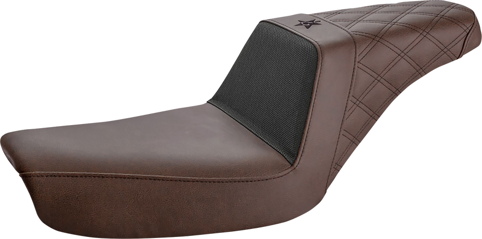 SADDLEMEN Unknown Industries Seat - Front Carbon Fiber/Black Gripper Lumbar/Rear Lattice Stitch - Dyna UN96-04-173BR