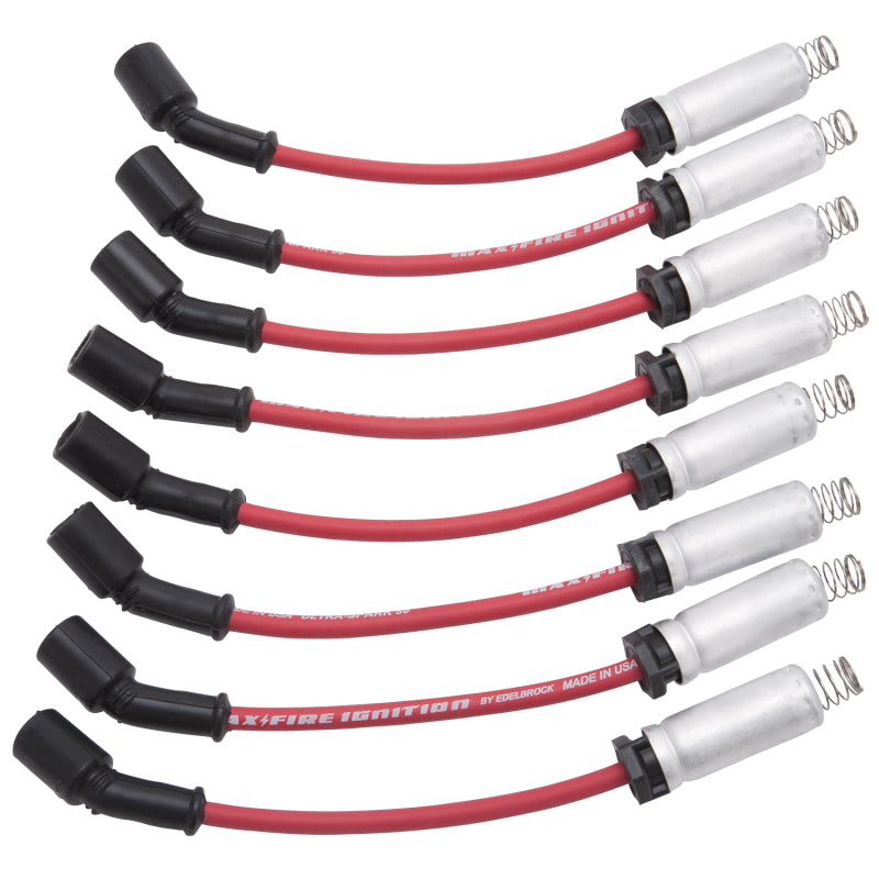 Edelbrock Spark Plug Wire Set LS Truck w/ Metal Sleeves 99-15 50 Ohm Resistance Red Wire (Set of 8) 22716