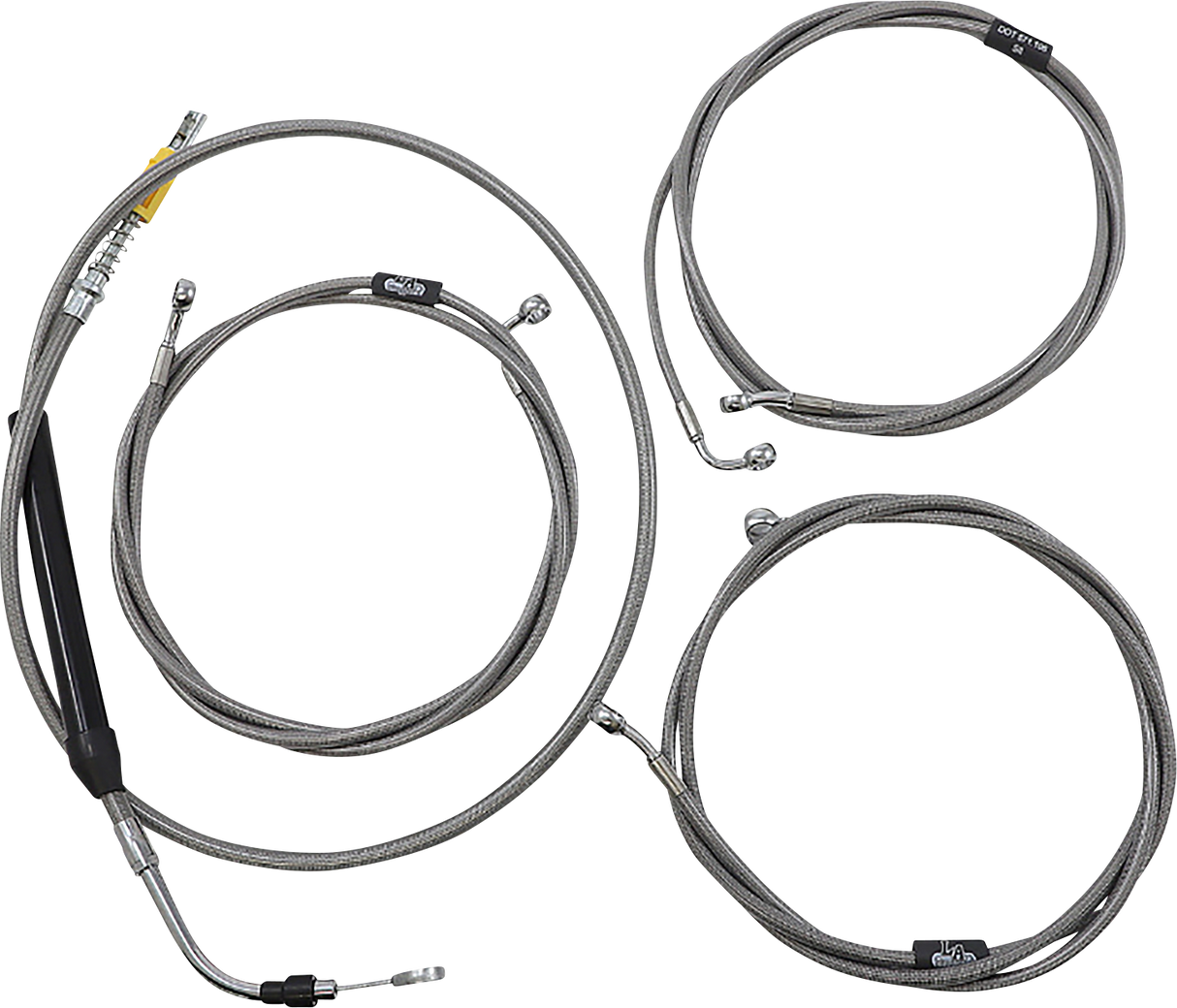 LA CHOPPERS Handlebar Cable/Brake Line Kit - 15" - 17" Ape Hanger Handlebars - Stainless Steel LA-8058KT-16