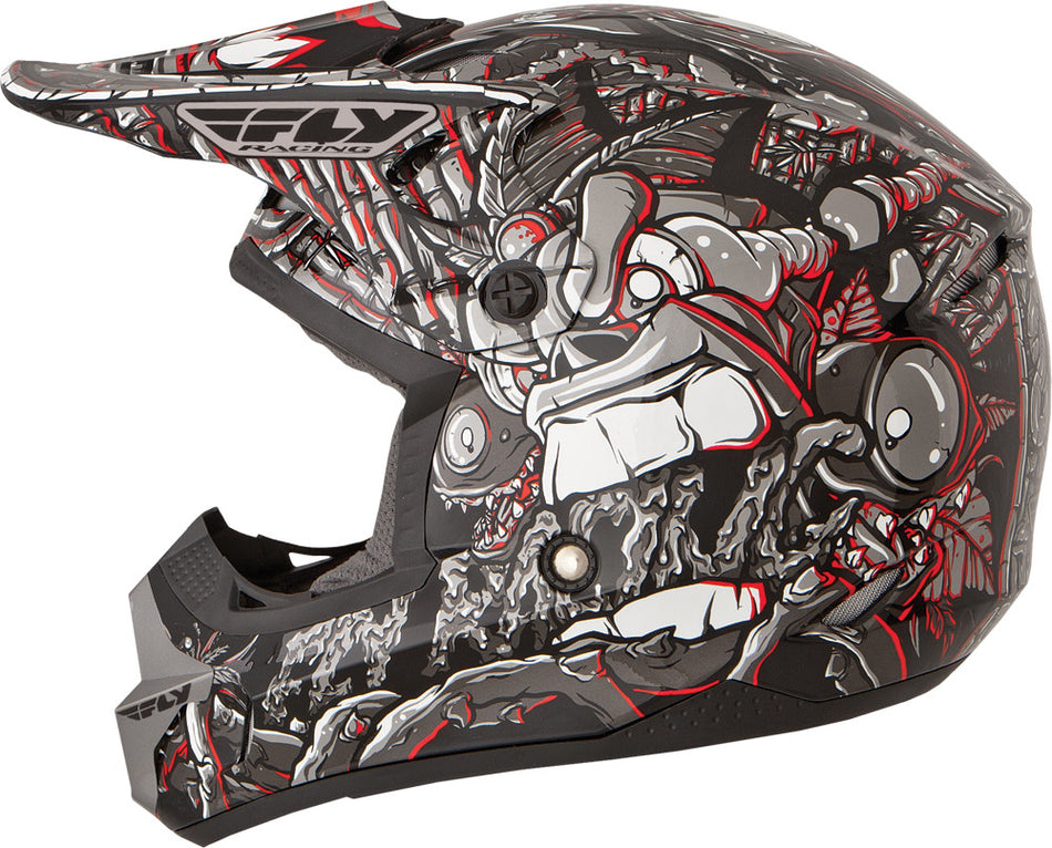 FLY RACING Kinetic Jungle Helmet Grey/Red Ys 73-3441YS