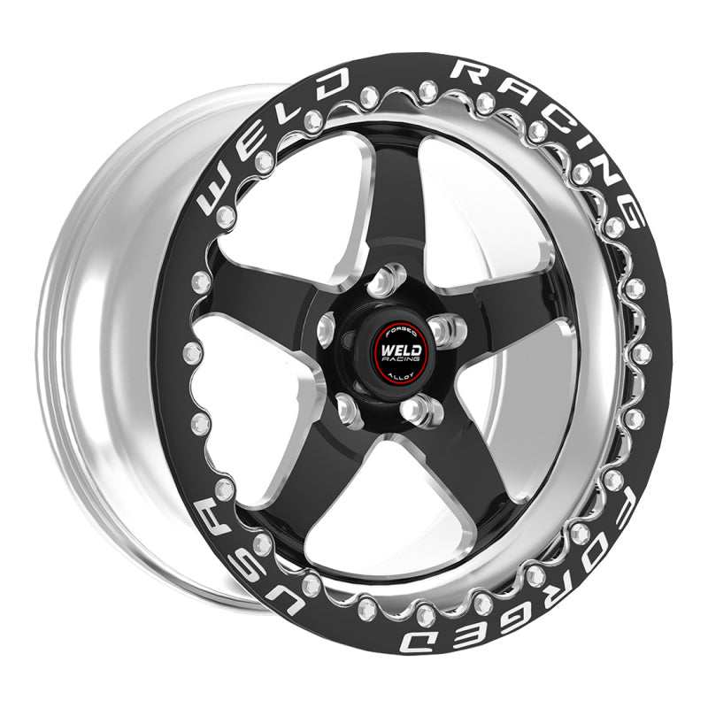 Weld S71 15x10.33 / 5x4.75 BP / 7.5in. BS Black Wheel (Medium Pad) - Black Single Beadlock MT 71MB510B75F