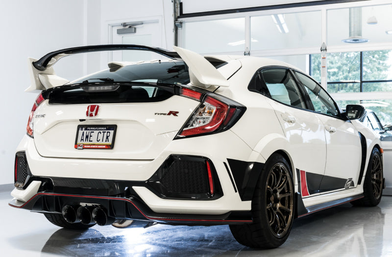 AWE Tuning 2017+ Honda Civic Type R Touring Edition Exhaust w/Front & Mid Pipe - Diamond Blk Tips 3015-43000