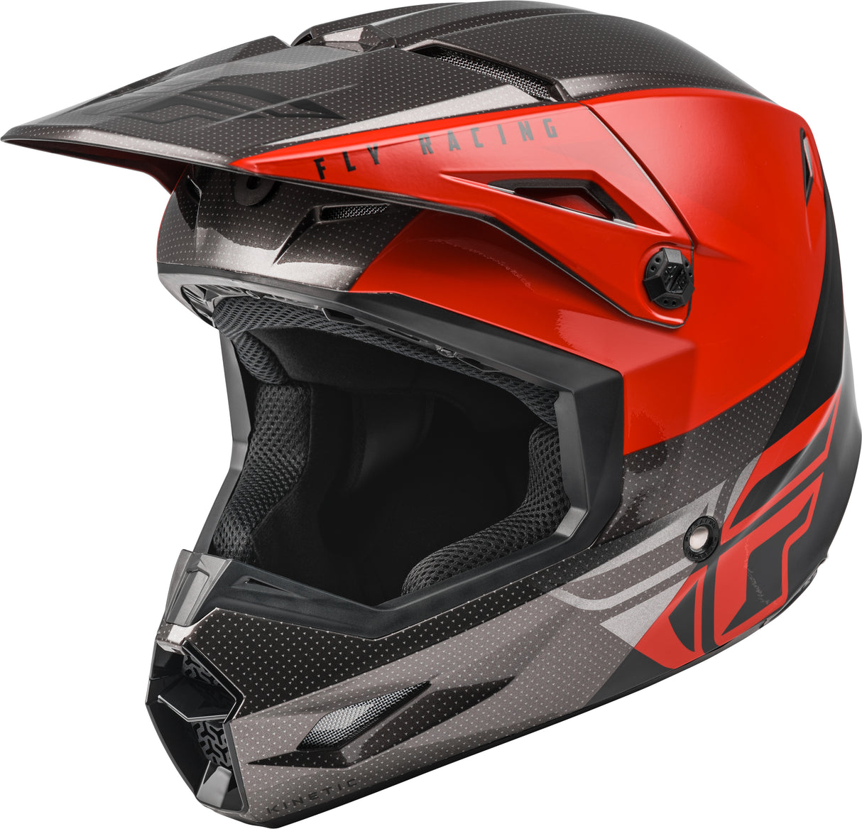 FLY RACING Youth Kinetic Straight Edge Helmet Red/Black/Grey Yl 73-8635YL