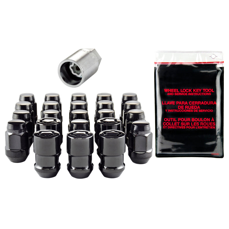 McGard Jeep Wrangler Install Kit (Cone Seat Bulge) 1/2-20 / 3/4 Hex / (18 Lug Nuts / 5 Locks) - Blk 84563BK