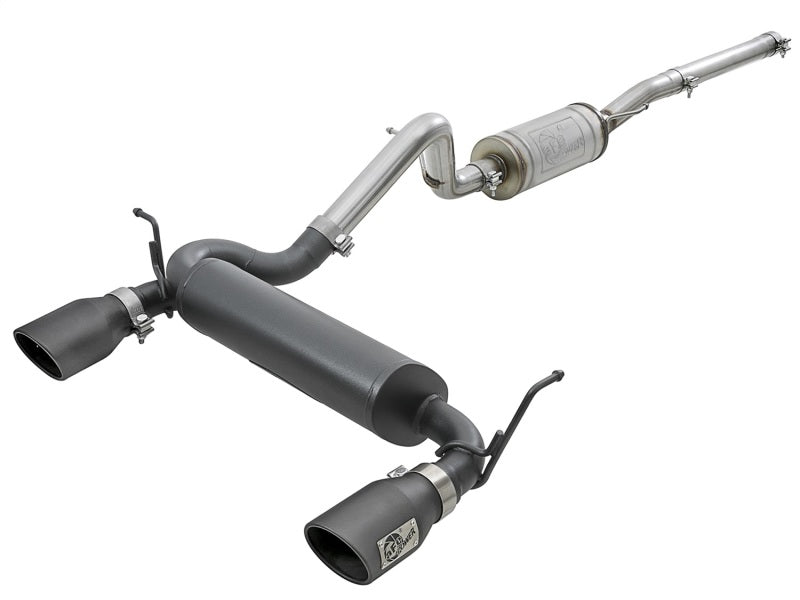 aFe Rebel Series 2.5in 409 SS Cat-Back Exhaust w/ Black Tips 2007+ Jeep Wrangler (JK) V6 3.6L/3.8L 49-48062-B