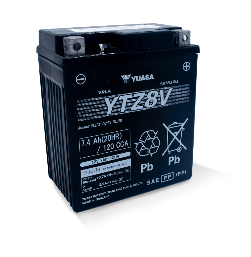 Yuasa YTZ8V Maintenance Free AGM 12 Volt Battery YUAM728ZV