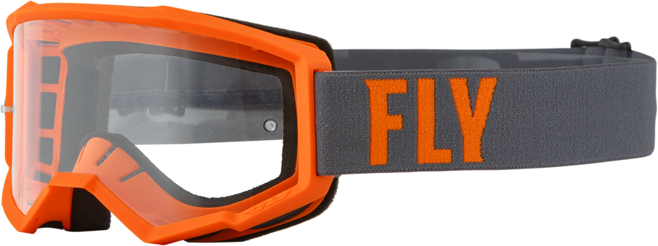 FLY RACING Youth Focus Goggle Grey/Orange W/ Clear Lens 37-51325