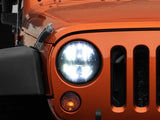 Raxiom 97-18 Jeep Wrangler TJ/JK Axial Series LED Headlights- Black Housing (Clear Lens) J108039