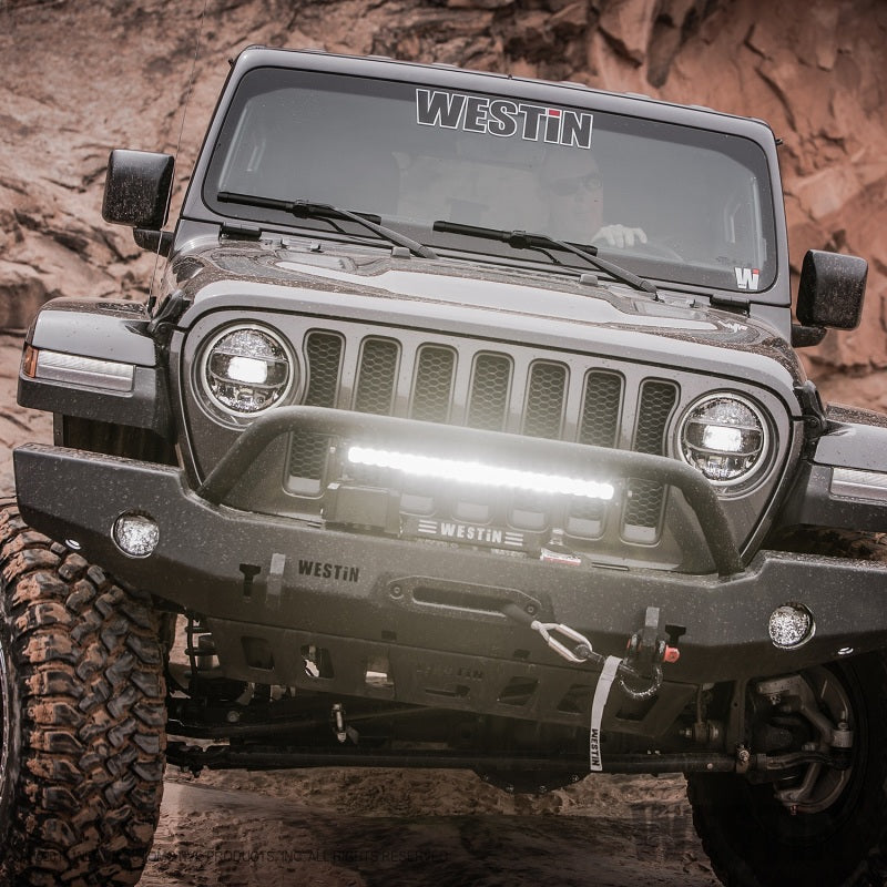 Westin 18-19 Jeep Wrangler JL WJ2 Full Width Front Bumper w/Bull Bar Textured Black 59-80115