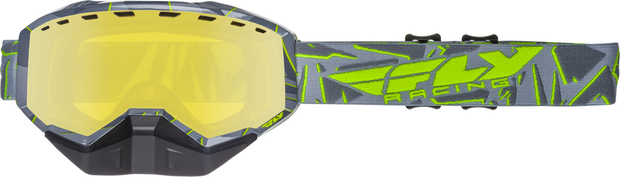 FLY RACING Focus Snow Goggle Grey/Hi-Vis W/Yellow Lens FLB-001