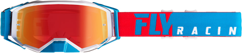 FLY RACING Zone Pro Goggle Red/White/Blue W/Red Mirror Lens W/Post FLA-023