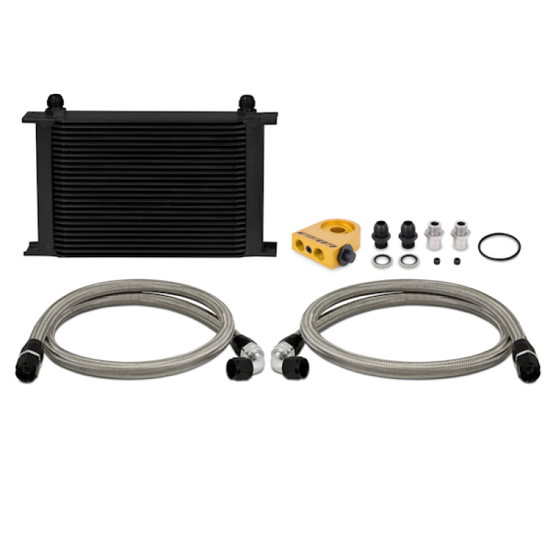 Mishimoto Universal Thermostatic 25 Row Oil Cooler Kit (Black Cooler) MMOC-UHTBK