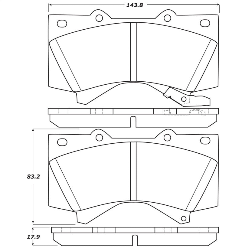 StopTech 07-17 Toyota Tundra Street Performance Front Brake Pads 308.1303