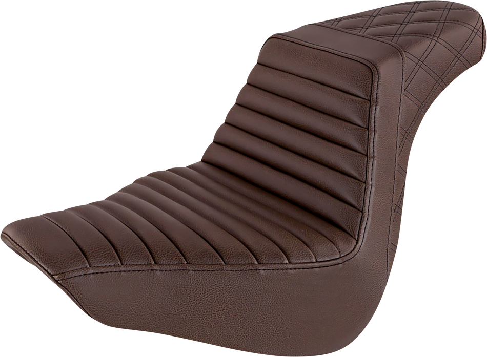 SADDLEMEN Step-Up Seat - Front Tuck-n-Roll/Rear Lattice Stitch - Brown - FLFB/S '18-'23 818-27-176BR