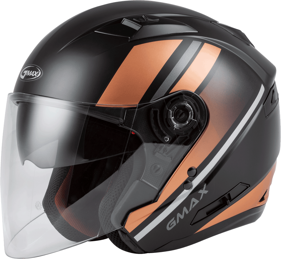 GMAX Of-77 Open-Face Reform Helmet Matte Black/Copper/Silver Xl O1776387