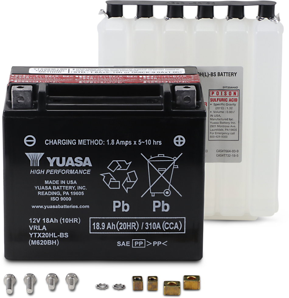 YUASA AGM Battery - YTX20HL-BS - .93 L YUAM620BH
