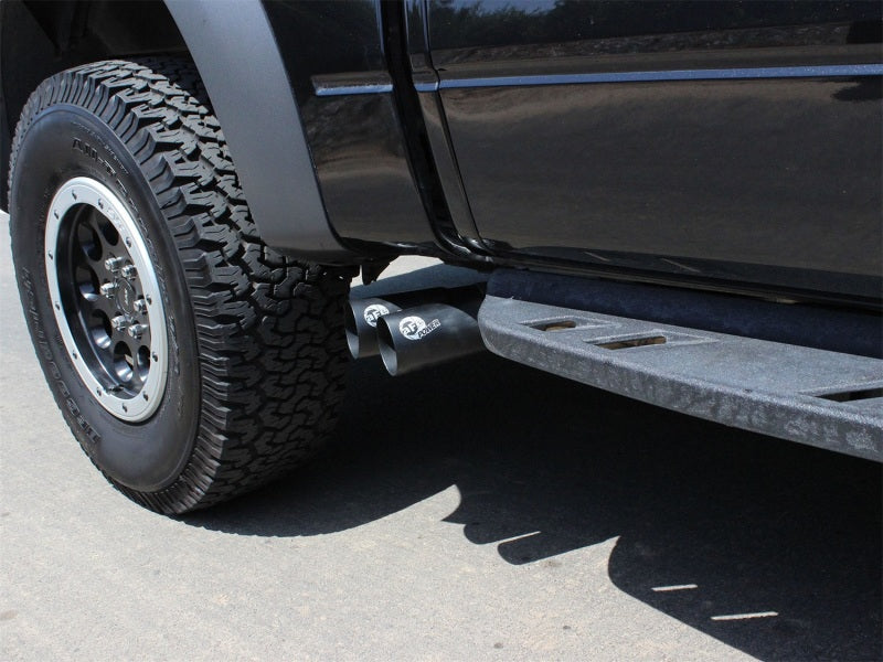 aFe Rebel Series Escape SS Salida lateral delantera CB con puntas negras 10-14 Ford F150 Ecoboost V8 6.2L